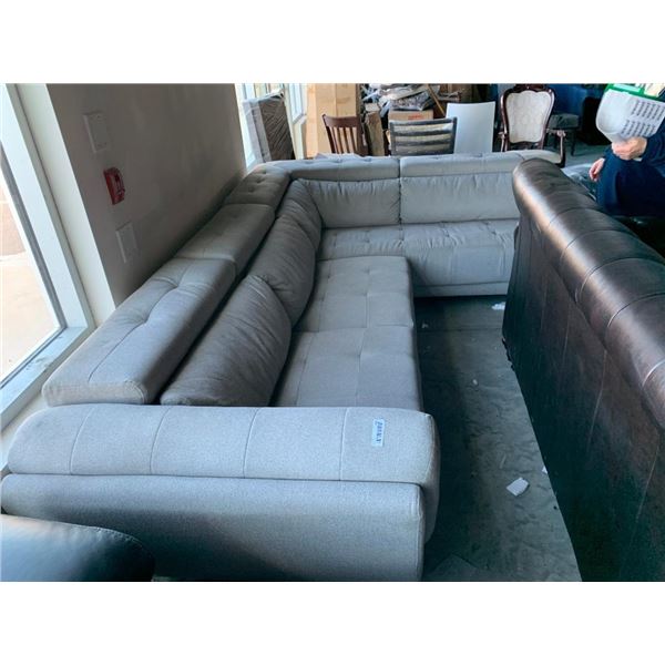 Grey L shaped Sectional Sofa Set with adjustable Backs and arms