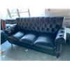 Image 1 : Black Leather 3 seat studded back sofa