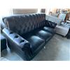 Image 3 : Black Leather 3 seat studded back sofa