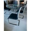 Image 5 : Round Glass Top Chrome Dinning Table Set with 4 leather sled chairs