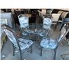Image 1 : Round Glass Top 5 Piece Dinnette Set with 4 upholstered chairs