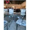 Image 3 : Round Glass Top 5 Piece Dinnette Set with 4 upholstered chairs