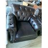 Image 1 : Black Studded Pillow Leather Double Seat Sofa with matching Chair - Set of 2 pieces