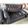 Image 2 : Black Studded Pillow Leather Double Seat Sofa with matching Chair - Set of 2 pieces