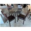 Image 1 : 5 Piece Modern Dinette Suite with beveled round glass top table and 4 leather chairs