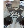Image 2 : 5 Piece Modern Dinette Suite with beveled round glass top table and 4 leather chairs