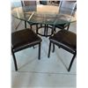 Image 3 : 5 Piece Modern Dinette Suite with beveled round glass top table and 4 leather chairs