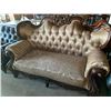 Image 5 : Oversized Carved Rosewood Style ornate 3 seat Sofa with queen anne style legs