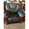 Image 1 : Leather and rose wood trimmed living room occasional chair