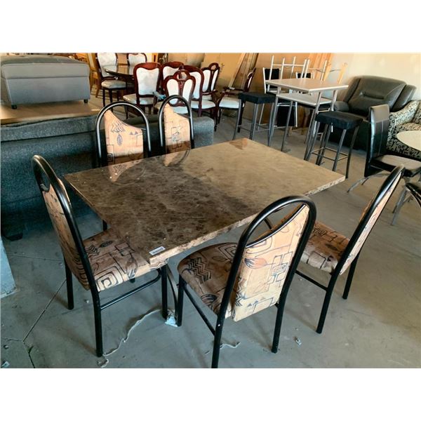 6 Piece Dinning room Set with Faux marble rectable table and 5 matching upholstered chairs