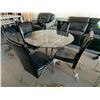 Image 1 : 5 Piece Dinette Set includes Round glass table with 4 black leather & chrome Chairs