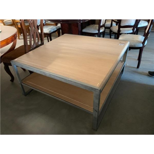 Double Tier Birchwood color top & Silver Square coffee table