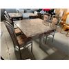 Image 1 : 5 Piece Dinning Suite includes large square faux marble table with 4 matching upholstered and steel 