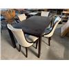 Image 1 : 5 Piece Dinning Room Suite includes Dark espresso rectangular table with 4 white leather chairs