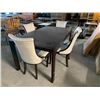 Image 1 : 5 Piece Dinning Room Suite includes Dark espresso rectangular table with 4 white leather chairs