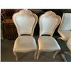 Image 1 : Cream Upholstered Carved Ivory Style queen Anne Dinning Chairs - LOT of 2