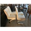 Image 2 : White Leather Chrome Sled Style Dinning Chairs - LOT of 4