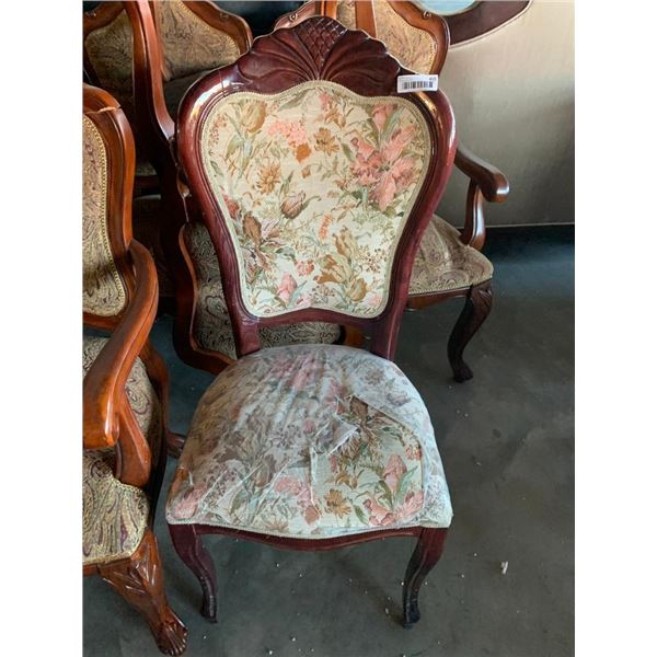 Queen Anne Tapestry Carved wood back reading chair