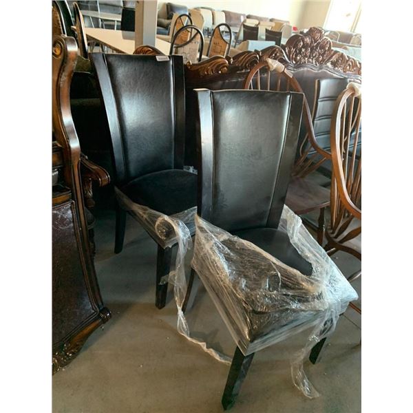 Espresso & Black Leather Modern Dinning Chairs - LOT of 2