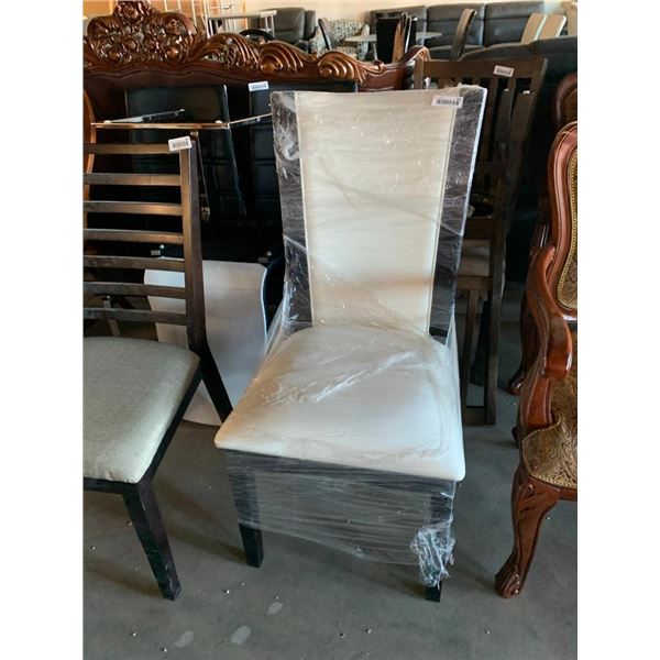Leather Cream & espresso dinning chair