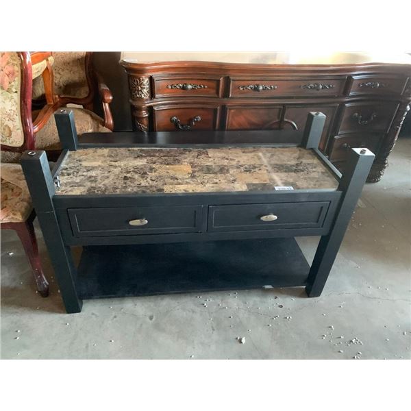 Glass Top & Faux Marble double drawer sofa table ( glass not shown)