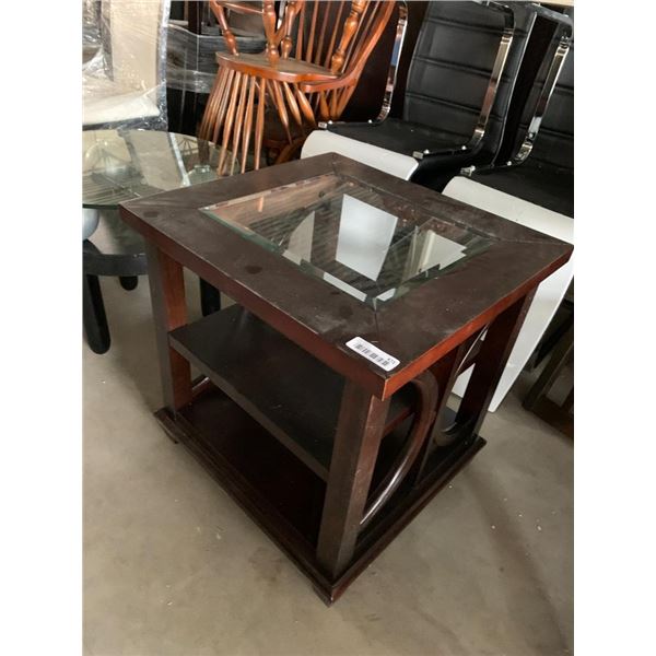 Esspresso & Bevelled Glass Insert Top living room side table