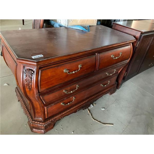 Cherry Wood Low Profile 4 drawer dresser cabinet