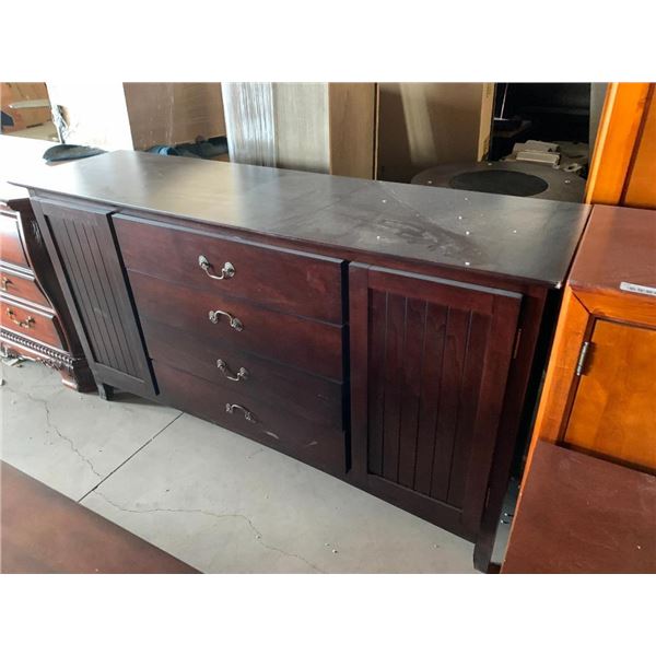 Esspresso 4 Drawer double door entertainment cabinet TV stand