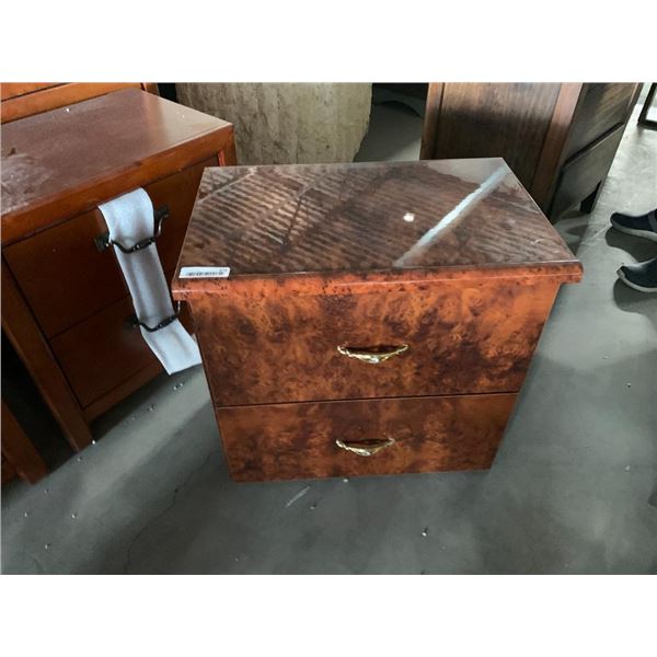Marble Laquer Style 2 drawer night stand