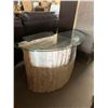 Image 2 : Granit Style Base half moon glass top sofa table
