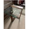 Image 2 : Glass off set teak living room side table