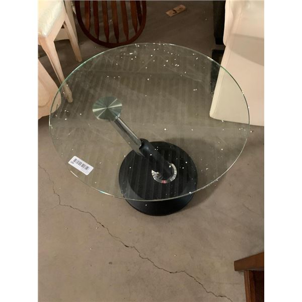 Round Glass Top pedestal living room side table