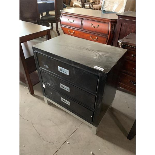 Triple Door espresso & silver framed bedside table