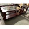 Image 2 : 2 Piece Livingroom Coffee Table Set wood with glass inserts includes coffee and 1 end table