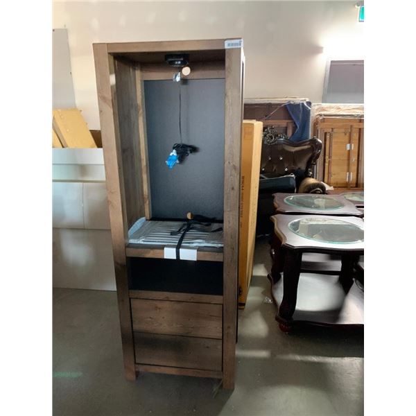 Barnwood Tall double door Livingroom Display Cabinet with lights and glass shelves