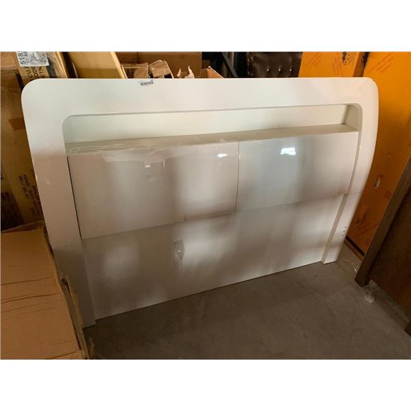 Twin white Laquer double storage bin headboard