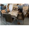 Image 1 : 7 Piece Diningroom Suite includes large faux marble rectangular table with 6 matching studded chairs
