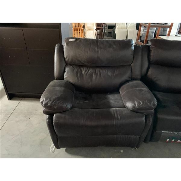 Leather Love seat with recliner chair - LOT of 2, love seat missing side arm