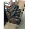 Image 3 : Leather Love seat with recliner chair - LOT of 2, love seat missing side arm