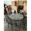 Image 2 : 7 Piece Dinette Suite includes Round Glass top wrought iron style table with 6 matching upholstered 
