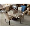 Image 1 : 5 Piece dinning Room suite includes rectagular Faux Marble Table with 4 Cream Leather chairs