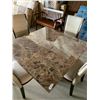Image 2 : 5 Piece dinning Room suite includes rectagular Faux Marble Table with 4 Cream Leather chairs