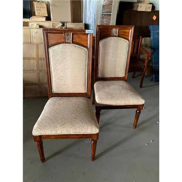 Burl Maple Style Cream Upholstered dinning Chairs - LOT of 2