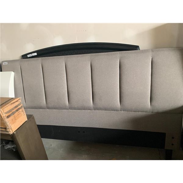 Grey Upholstered King Size Head Board