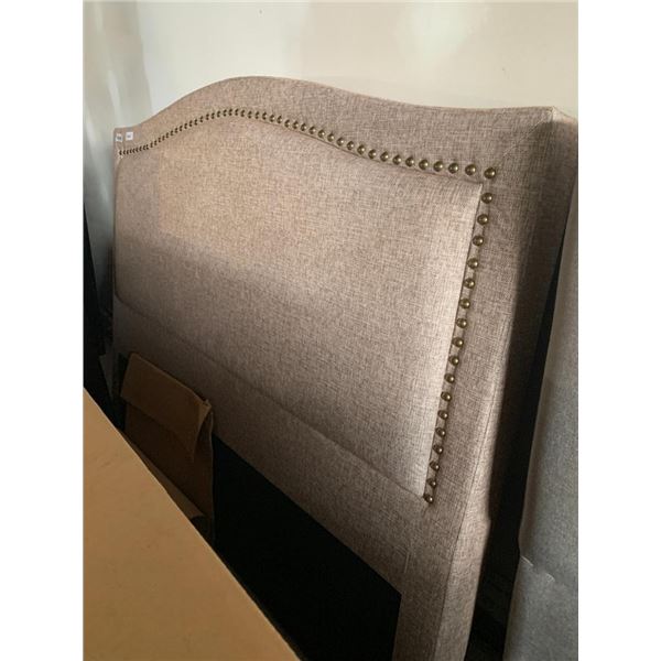 Upholstered Queen Size Studded Fabric Headboard