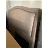 Image 1 : Upholstered Queen Size Studded Fabric Headboard