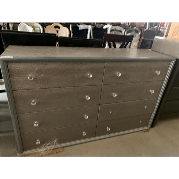 Snakeskin Textured 8 drawer silver dresser