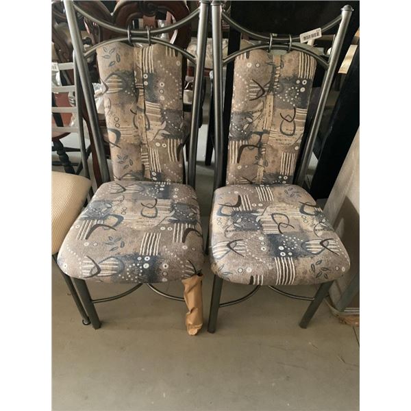 Upholstered and steel framed diningroom chairs - LOT of 2