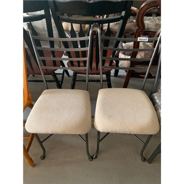 Wrought Iron & Cream Upholstered Dinning Chairs - LOT of 2