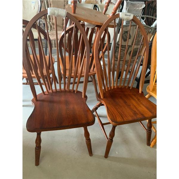 Solid Oak Spindle Back Dinning Chairs - LOT of 2